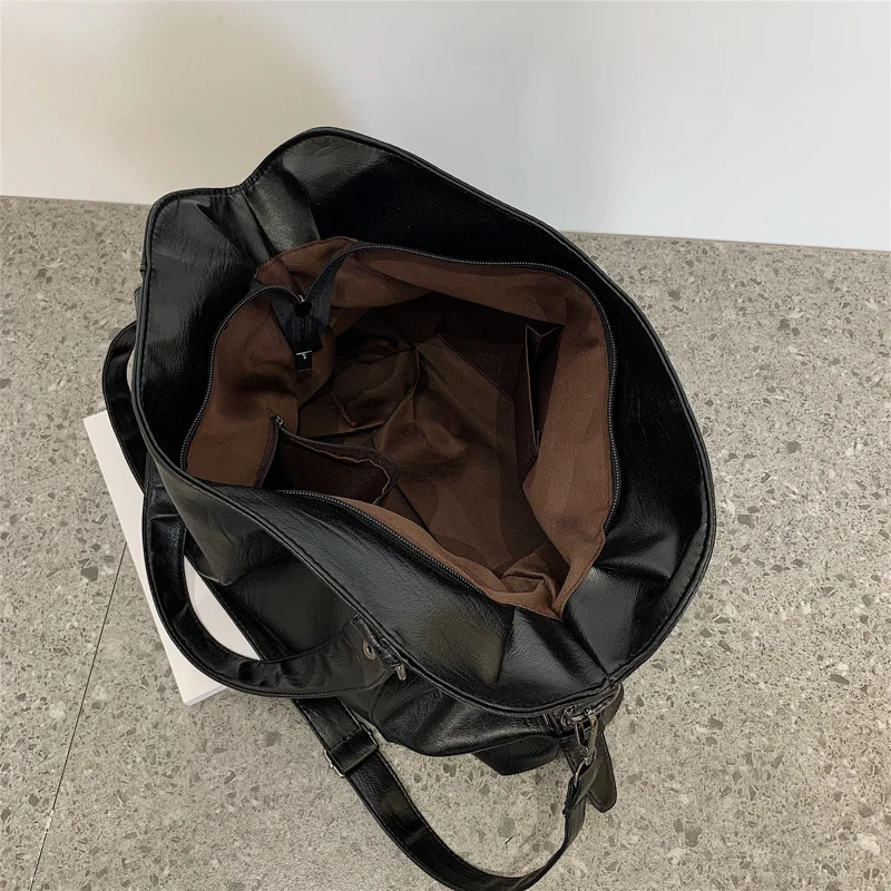 grands sacs à bandoulière noirs pour femmes, grand sac de shopping hobo, couleur unie, sac à main en cuir souple de qualité, fourre tout de voyage pour dames