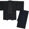 robe formelle traditionnelle japonaise pour hommes, kimono haba tissé, vêtement formel pour hommes avec ceinture en corne, robe longue