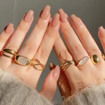 Ensemble de bagues en fausses perles plaquées or, bandes géométriques et torsadées minimalistes, bagues élégantes empilables pour femmes, bijoux de fête quotidienne