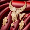GODKI italie 18K plaqué or Rose Flowewr ensembles de bijoux collier ensemble d&rsquo;accessoires pour femmes grand pendentif ensemble de bijoux en Zircon complet