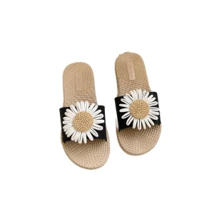 Pantoufles plates élégantes à fleurs en PVC, tongs de Style bohème, chaussures de plage antidérapantes, sandales d&rsquo;extérieur