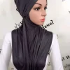 hijab musulman en coton doux pour femme, écharpe de tête commandée avec tube intérieur, sous écharpe, casquette à capuche, jersey amira, document solide, 2 pièces
