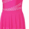 robe de danse à strass pour filles, sans manches, vêtements de danse pour adolescentes, justaucorps de gymnastique, robes de ballet, costume de danse lyrique pour enfants