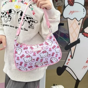 Sanurgente-Sac à main Anime Hello Kittile pour femme, Poudres Kuromi, Mignon, Bandoulière, Dessin animé, Simplicité, Mode initiée