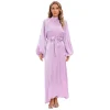 abaya – robe longue en polyester pour femmes musulmanes, élégante, manches longues, couleur unie, vêtements maxi, tenues pour femmes musulmanes, automne
