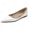 femme chaussures plates bout pointu 2025 automne bouche peu profonde rivets robe mode chaussure plate confortable en cuir verni chaussures décontractées en plein air