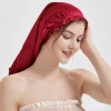 turban long en soie naturelle, bonnet épais pour cheveux, bonnet de nuit pour dormir, cheveux bouclés, bonnet en soie pour dormir, enveloppe élastique en soie