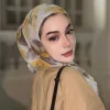 Écharpe hijab imprimée de fleurs pour femme musulmane, simple, petit châle en fil asus, turban de sauna, niqab, nouvelle collection automne et hiver