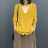 cardigans pour femmes, vêtements d'extérieur, couleur unie, pull en tricot, veste, col en v, haut en crochet, mode légère, streetwear coréen y2k chic, 2025
