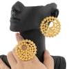ensemble de bijoux pour femmes, boucles d'oreilles africaines couleur or 18 carats avec anneau, accessoires d'oreille au design inhabituel, cadeaux quotidiens pour amoureux des filles