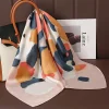 foulard carré en satin de soie imprimé de luxe pour femmes, châle hijab, ruban pour cheveux, bandeau enveloppant, bandana, nouvelle collection 2023