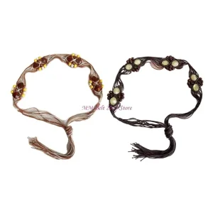 49me Conneclat corde à cire tissé à main avec des glands conception ethnique Courroie tressée réglable