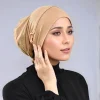bonnet sous cou modal avec trou d'oreille hijab écharpe intérieure musulmane bandanas sous écharpe turban bonnets bonnet bandage tête enveloppement turbante mujer