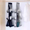 organisateur suspendu de sac à main noir avec 6/8 poches, sac de rangement pliable en tissu oxford pour placard familial et chambre à coucher