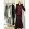 ensemble 2 pièces en satin pour femmes musulmanes, élégant, solide, blazer, col, manteau, jupes longues, ensemble assorti, nouveau streetwear populaire, printemps 2025