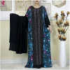 Nouveau tissu de coton Abayas musulman pour femmes Dresse avec grande écharpe 2025 été Abaya manches chauve-souris Robe ample Femme Islam vêtements
