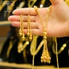 ensemble de bijoux de mariage de mariée de dubaï, plaqué or 24 carats, nigeria musulman, vintage, long collier, boucles d'oreilles, bijoux de luxe pour femmes marocaines