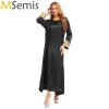 Robe pull pour femmes, caftan brillant, Abaya arabe musulman, manches longues, ample, dubaï, arabie saoudite, moyen-orient, Maxi