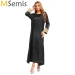 Robe pull pour femmes, caftan brillant, Abaya arabe musulman, manches longues, ample, dubaï, arabie saoudite, moyen-orient, Maxi