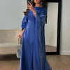 ramadan satin abaya islam musulman été manches chauve souris maxi robe kebaya abayas pour les femmes caftan robe musulmane femme robes