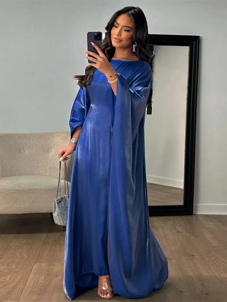 ramadan satin abaya islam musulman été manches chauve souris maxi robe kebaya abayas pour les femmes caftan robe musulmane femme robes