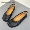 bout fendu femmes ballerines mode tabi chaussures décontracté sans lacet mocassins dames plissé en cuir espadrilles zapatillas mujer