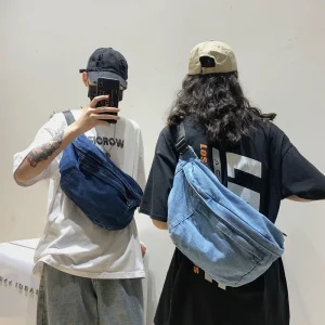 Sac à bandoulière unisexe Hip Hop pour hommes et femmes, sac à main de voyage Bum, poudres de téléphone, sac à bandoulière, sac de poitrine en denim, sacs initiés, mode