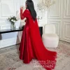 robe de soirée arabe personnalisée, épaules dénudées, col en v, paillettes, manches longues, ligne a, robe de soirée en satin, robes de bal formelles