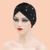 inde chapeau hijabs casquette africaine bandeau dames bandeau femmes perlé turban bonnet couleur unie coton turban chapeau intérieur hijab casquette