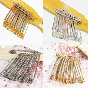 Épingles de sûreté en strass doré, broches pour pull, châle, Clips pour femmes, vêtements, chapeau, accessoire pour femmes