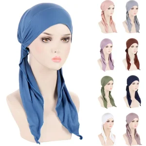 Chapeau Hijab NikMusulman Pré-Attaché pour Femme, Écharpe de Sauna, Longue Queue, Perte de Cheveux, Bonnet, Turban, Bandanas, Bande de Sauna