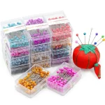 Épingles à tête de document perle ronde, point droit, poussoir, positionnement illac pour courtepointe, couture, bricolage, artisanat, 40mm, 100 pièces, boîte