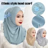 turban hijab musulman avec pompon pour femme, voile islamique, châle, chapeau, bandeau de sauna africain, 1 pièce
