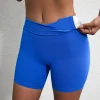 leggings courts de sport pour femmes, couleur unie, yoga, soutien de compression, sueur vagin, entraînement complet, jogging, cyclisme, poche interne