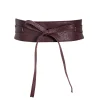 ceinture en similicuir boho bowvétérans t pour femme, ceinture ronde, ceinture de style obi, cummerbund noir, ceinture marron, mode