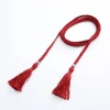 160cm femmes taille ceinture corde style chinois tressé tissé gland mince ceinture femme noeud ceinture décontracté couleur unie noir ceintures