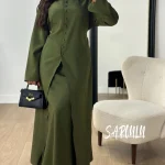 Robe de soirée en Satin pour femmes musulmanes, col rond, Simple, 2 pièces, Abaya modeste, Caftan, nouvelle collection, Robe de soirée formelle avec boutons