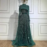 Serene Hill-Robe de soirée longue de forme trapèze, tenue de soirée luxueuse, hijab, couleur chair, style musulman, Dubaï, pour occasions, LA72032B, 2025