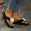 décoration pantoufles plates décontractées chaussures pour femmes diapositives nouvel été en plein air plage tongs mignon fleur sandales confortables
