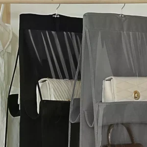 Organisateur suspendu de sac à main noir avec 6/8 poches, sac de rangement pliable en tissu Oxford pour placard familial et chambre à coucher