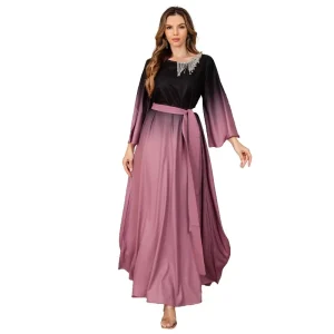 Abayas pour femmes été automne mode femmes musulmanes à manches longues col rond élégant longue robe Maxi robes caftan robes musulmanes Abayas pour femmes été automne mode femmes musulmanes à manches longues col rond élégant longue robe Maxi robes caftan robes musulmanes