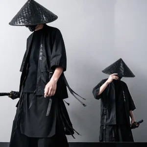 Cardigan Kimono noir traditionnel japonais, costume de Cosplay Diablo samouraï Ninja, manteau de Style Hanfu chinois, Streetwear, nouvelle collection 2023