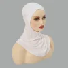 hijab musulman croisé sur le front pour femmes, casquettes en jersey, document solide, couverture intérieure extensible, écharpe en jersey islamique pour le cou, turban instantané