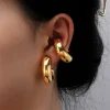 1 paire de boucles d'oreilles à clip en forme de c pour femmes, légères, sans piercing, cartilage, manchette d'oreille, couleur or argent