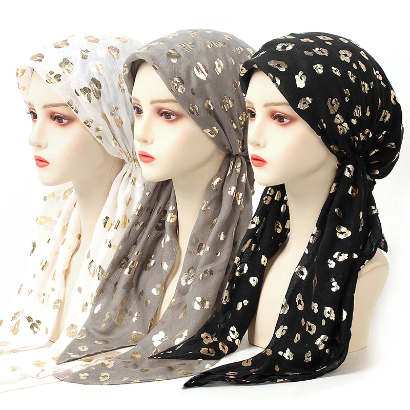 mode femmes musulman hijab imprimer turban chapeau pré attaché écharpe perte de cheveux foulard musulman bandeau pré attaché bandana turbante mujer