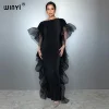 WINYI couleur unie plissée élastique robe mince vêtements de plage caftan abaya dubaï robe de soirée de luxe robe de soirée abaya femme musulmane