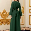 moyen orient élégant abaya marocain femmes brodé avec ceinture robe à manches longues deux pièces dubaï robe islamique