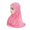 h027 belles grandes filles hijab musulman avec dentelle et pierres écharpe islamique châle foulard chapeau armia tirer sur envelopper cadeau du ramadan