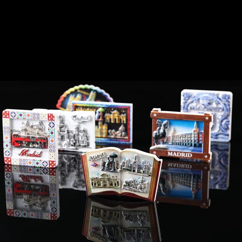 Aimants pour réfrigérateur Madrid, espagne, souvenirs touristiques, décorations colorées de cuisine pour la maison, cadeaux de vacances créatifs, 1 pièce