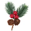 décorations de pomme de pin, épingles à baies rouges, décorations artificielles délicates, élégantes/ durables pour une utilisation spéciale de décoration de vacances/fêtes